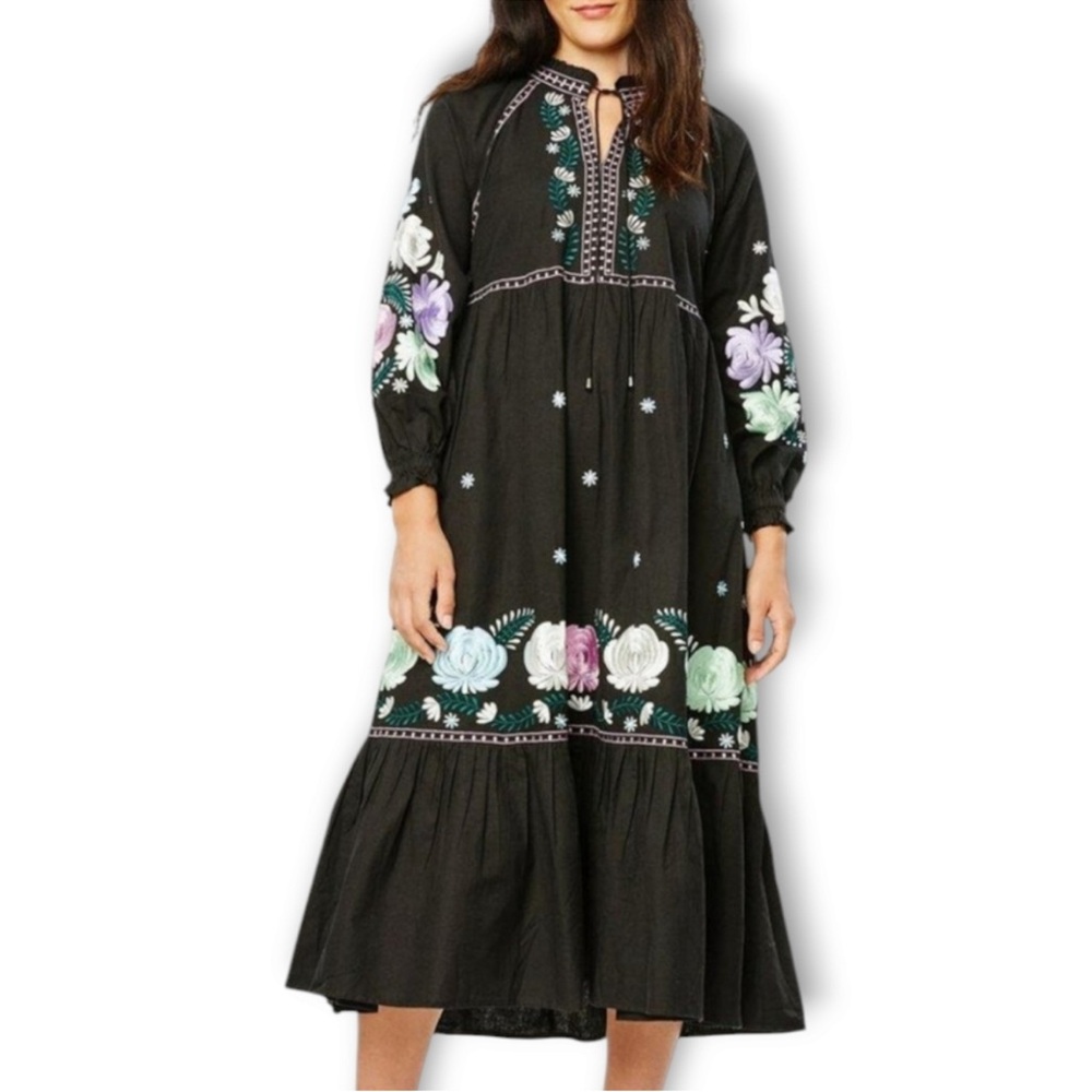 Roberta Roller Rabbit Lucena Embroidered
Garnet Floral Midi Dress m